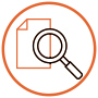 magnifying glass logo on document